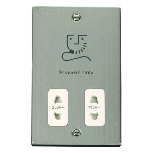 Dual voltage 115/230V shaver socket outlet - white inserts