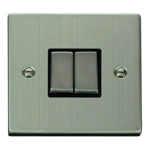 2 gang 2 way 10AX ingot switch - black inserts