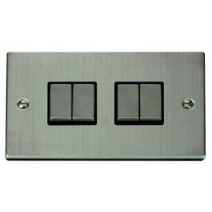 4 gang 2 way 10AX ingot switch - black inserts