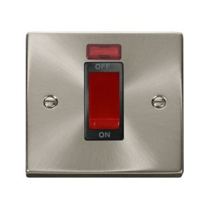 1 gang 45A DP switch + neon - black inserts