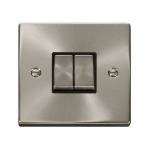 2 gang 2 way 10AX ingot switch - black inserts