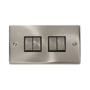 4 gang 2 way 10AX ingot switch - black inserts