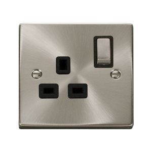 1 gang 13A DP switched socket outlet - black inserts