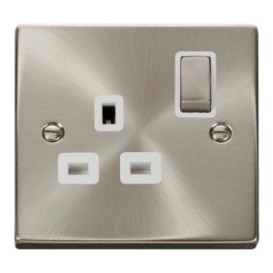 1 gang 13A DP switched socket outlet - white inserts