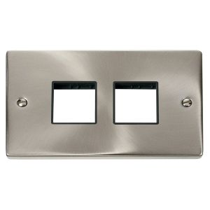 2 gang plate 2 x 2 apertures - black inserts