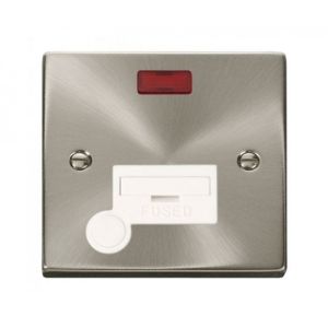 13 Amp DP fused connection unit with neon &amp; flex outlet - white insert