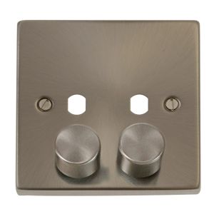 2 gang dimmer plate &amp; knob satin chrome