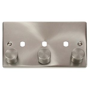 3 gang dimmer plate &amp; knob satin chrome