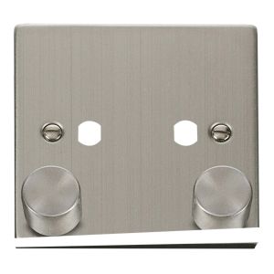 2 gang dimmer plate &amp; knob stainless steel