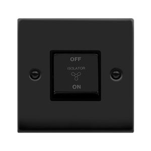 10A Ingot 3 Pole Fan Isolation Plate Switch - Black