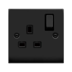 13A Ingot 1 Gang DP Switched Socket - Black