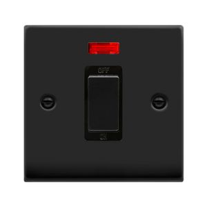 45A Ingot 1 Gang DP Switch With Neon - Black