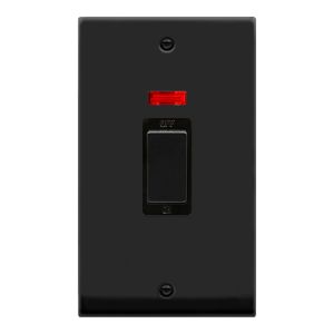 45A Ingot 2 Gang DP Switch With Neon - Black