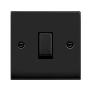 10AX Ingot 1 Gang Intermediate Plate Switch - Black