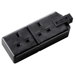 Extension socket 2 gang rewireable black