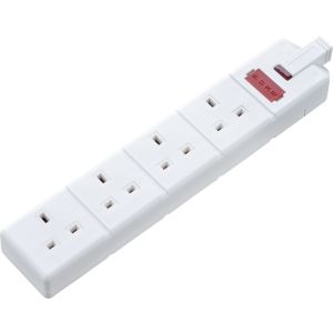 Extension socket 4 gang rewireable white