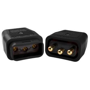 Heavy duty in-line connector 10A 3 pin black