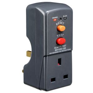 RCD safety plug-through adaptor grey