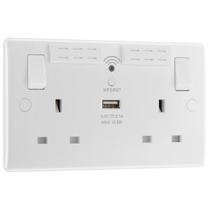 Wi-fi extender 2 gang 13A switched socket white