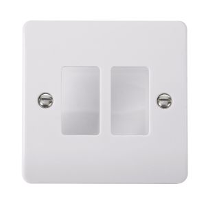 White Moulded Flush Curved Edge Cover Plates - 3 gang