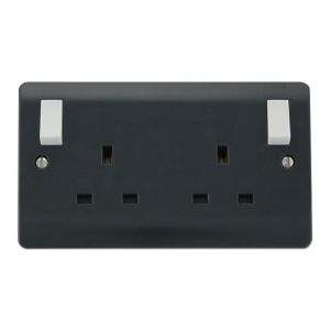 2 gang DP switched socket anthracite grey