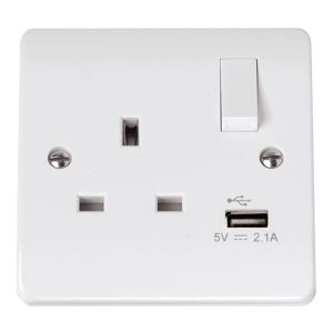 13 Amp Socket Outlets - 1 gang switched + USB