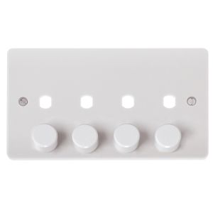 Dimmer Plate &amp; Knobs 4 Gang White