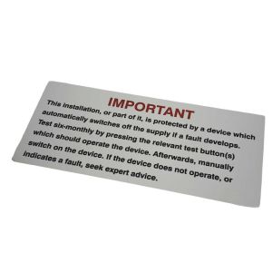 RCD test label - 130 x 60mm Pk10