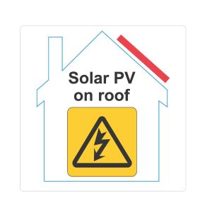  Solar PV on roof label - 100 x 100mm Pk10