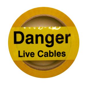 Laminated Tape - Danger Live Cables - 48mm x 33mtr Roll