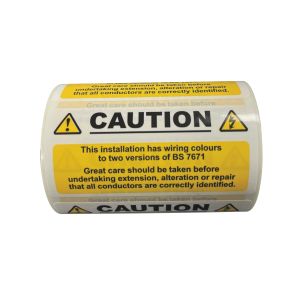 Mixed cable notice label 75x35mm self adh roll of 100