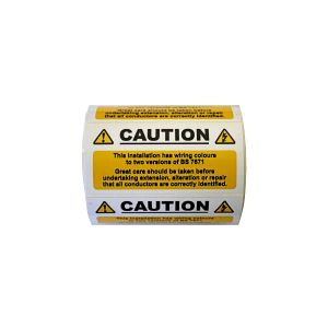 Mixed cable notice label 75x35mm self adh roll of 100