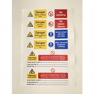 Battery solar labels various size SA pk=15