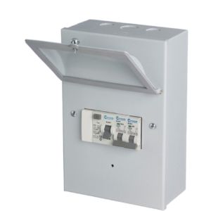 Garage unit 63A type A RCCB + 6A&amp;16A MCB IP54 metal