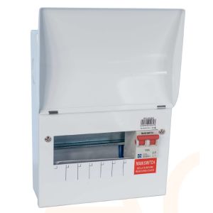Consumer Unit - 100A Mains Switch 6 Way Metal Board