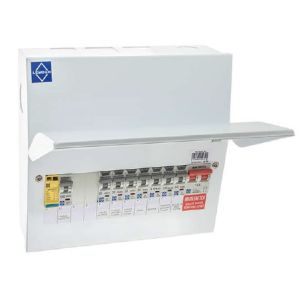 Consumer Unit 9-way 100A MS + SPD populated 6xRCBO