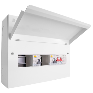 14 Way Metal Consumer Unit with 100A Mains Switch + 2 x 80A 30mA RCD + 2 Pole SPD (3+3 Free Ways)