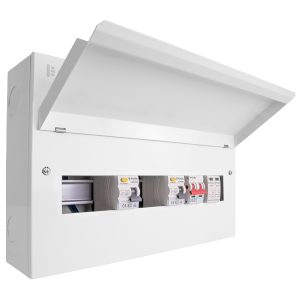 18 Way Metal Consumer Unit with 100A Mains Switch + 2 x 80A 30mA RCD + 2 Pole SPD (5+5 Free Ways)