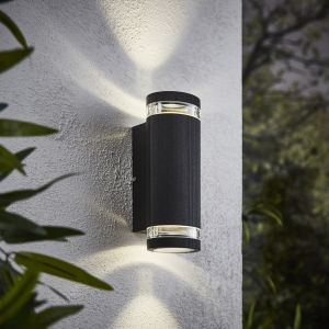 Up/down light 2xGU10 IP44 black ridged