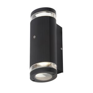 Up/down light 2xGU10 IP44 black ridged + photocell